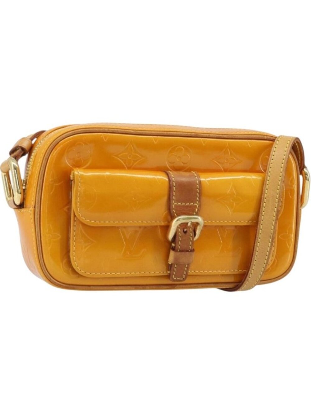 LOUIS VUITTON Monogram Vernis Christy MM Shoulder Bag Jaune M91108